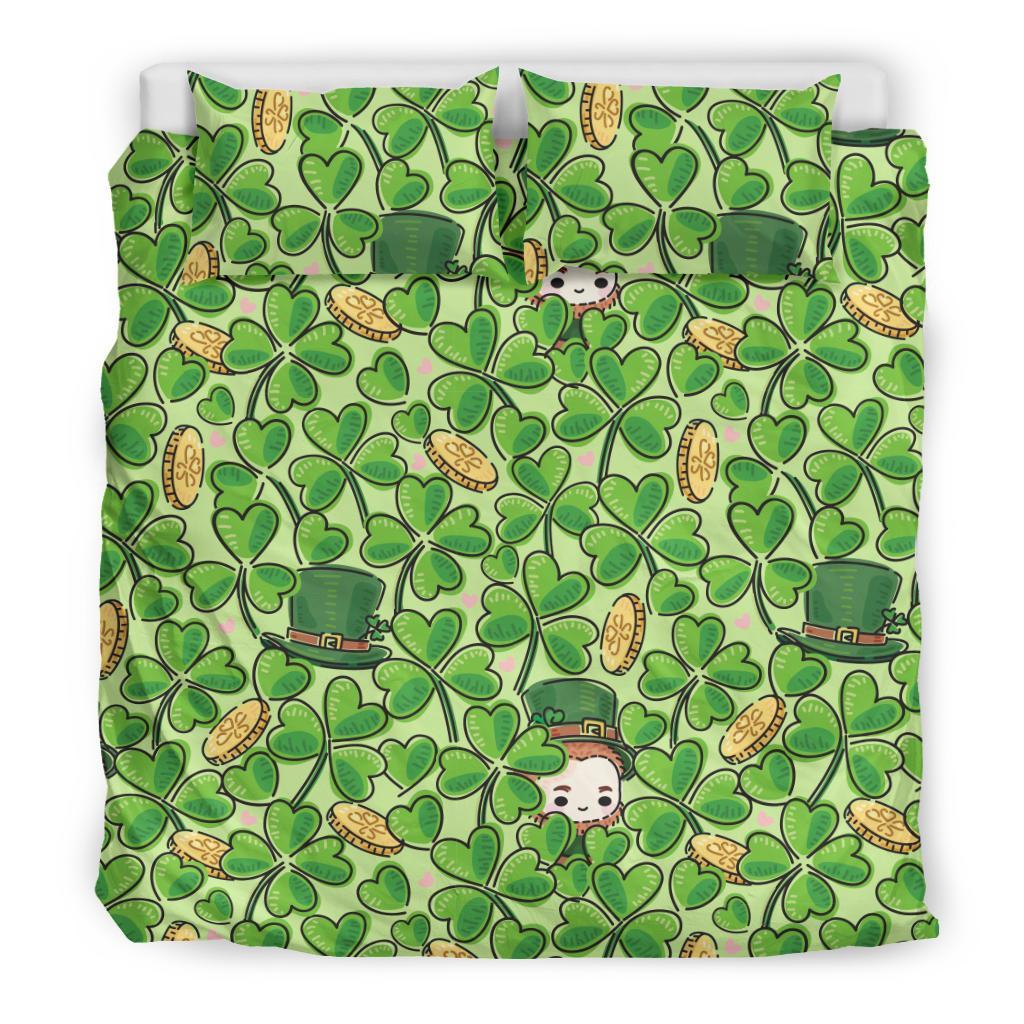 St Patrick's Day Shamrock Pattern Print Duvet Cover Bedding Set-grizzshop