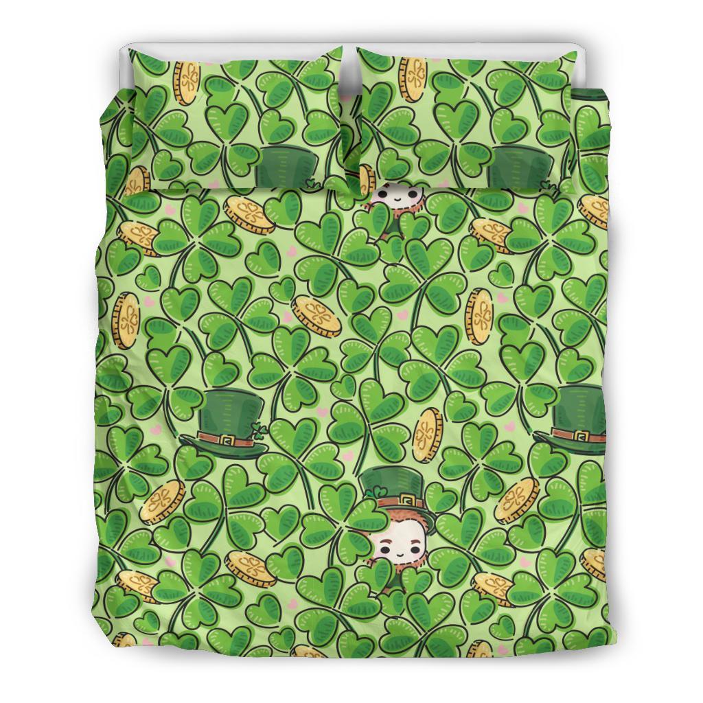 St Patrick's Day Shamrock Pattern Print Duvet Cover Bedding Set-grizzshop