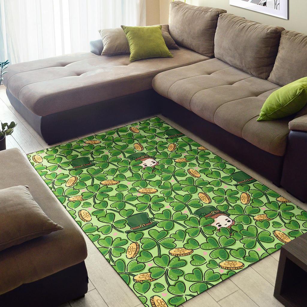 St Patrick's Day Shamrock Pattern Print Floor Mat-grizzshop