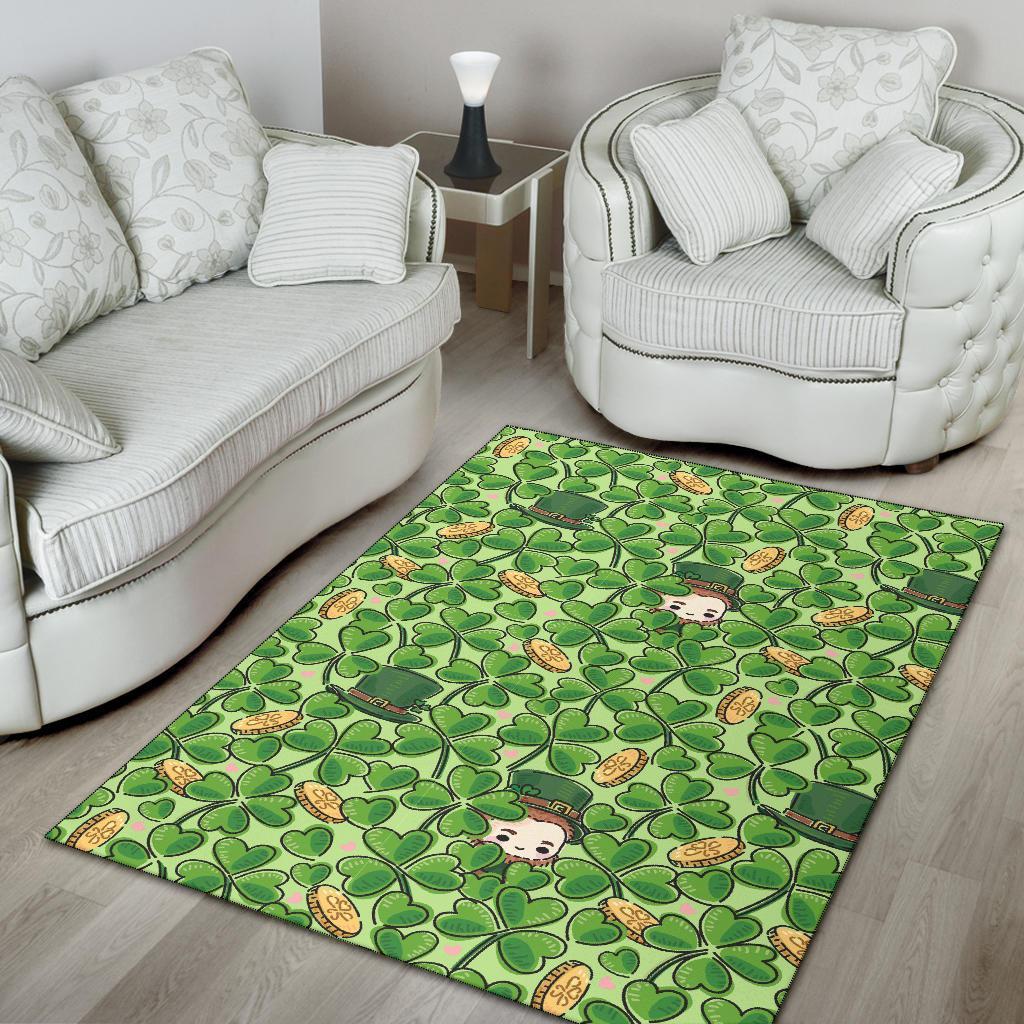 St Patrick's Day Shamrock Pattern Print Floor Mat-grizzshop