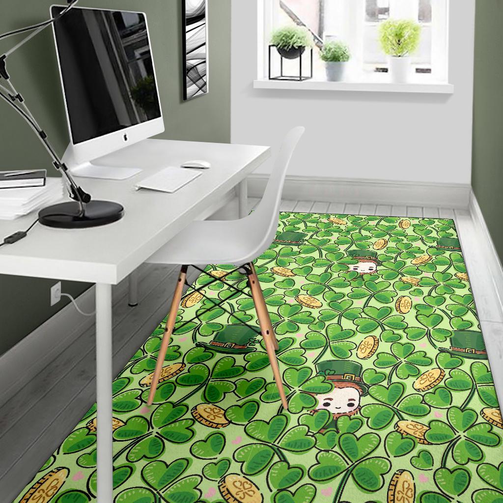 St Patrick's Day Shamrock Pattern Print Floor Mat-grizzshop