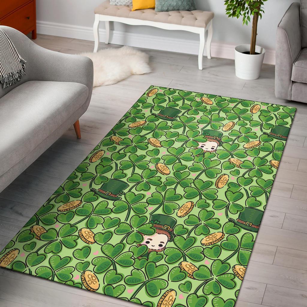 St Patrick's Day Shamrock Pattern Print Floor Mat-grizzshop