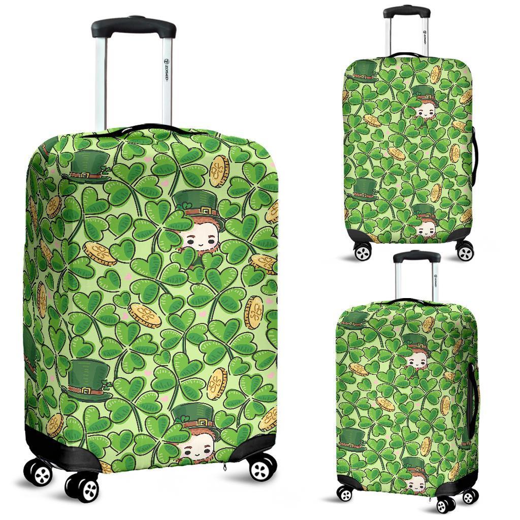 St Patrick's Day Shamrock Pattern Print Luggage Cover Protector-grizzshop