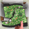 St Patrick's Day Shamrock Pattern Print Men Women Leather Boots-grizzshop