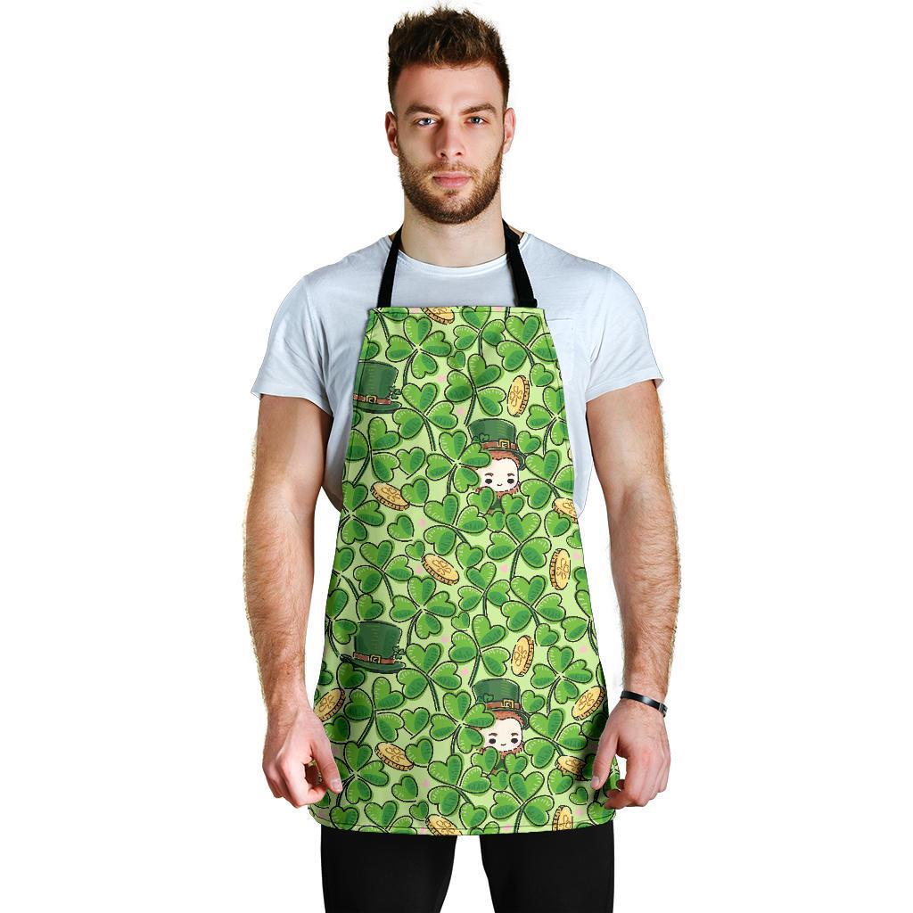 St Patrick's Day Shamrock Pattern Print Men's Apron-grizzshop