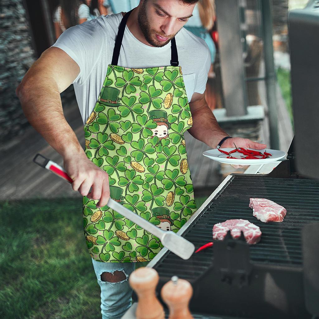 St Patrick's Day Shamrock Pattern Print Men's Apron-grizzshop