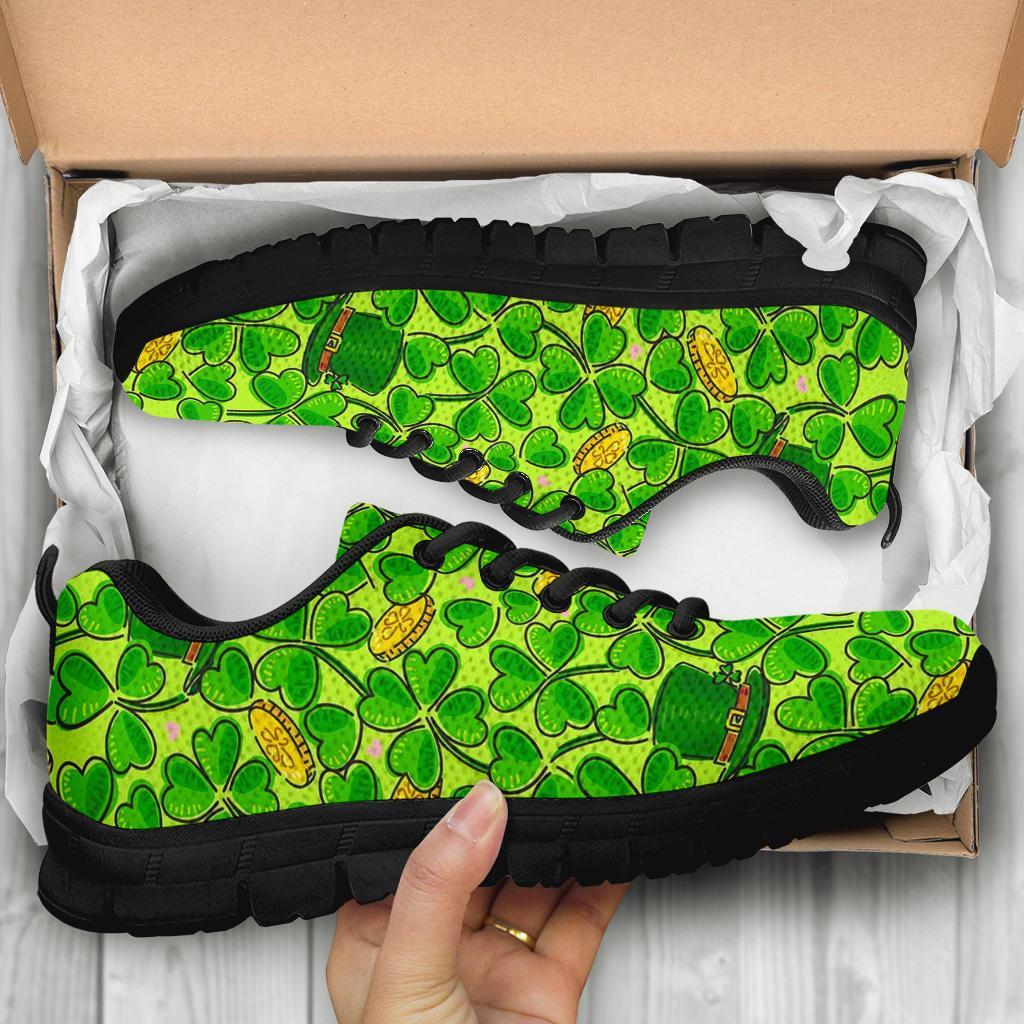 St Patrick's Day Shamrock Pattern Print Sneaker Shoes For Men Women-grizzshop