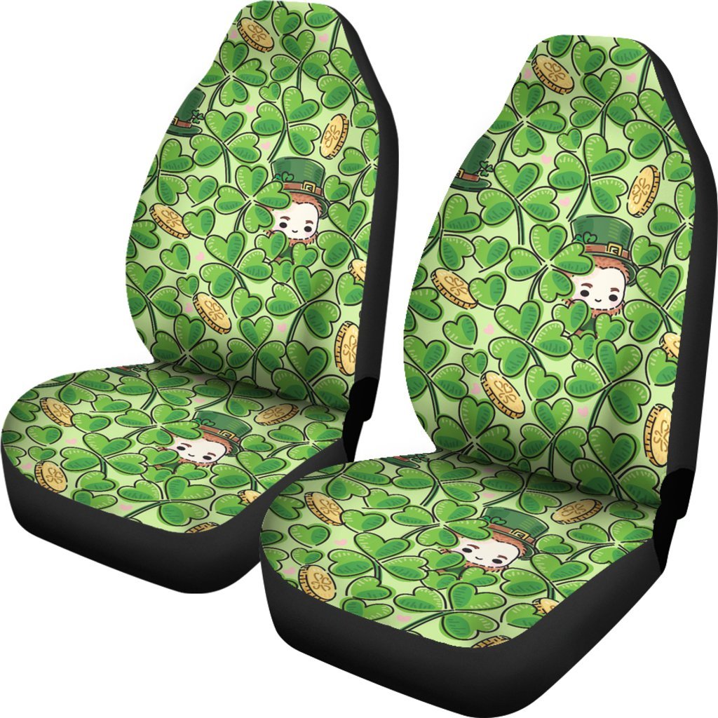 St Patrick's Day Shamrock Pattern Print Universal Fit Car Seat Covers-grizzshop