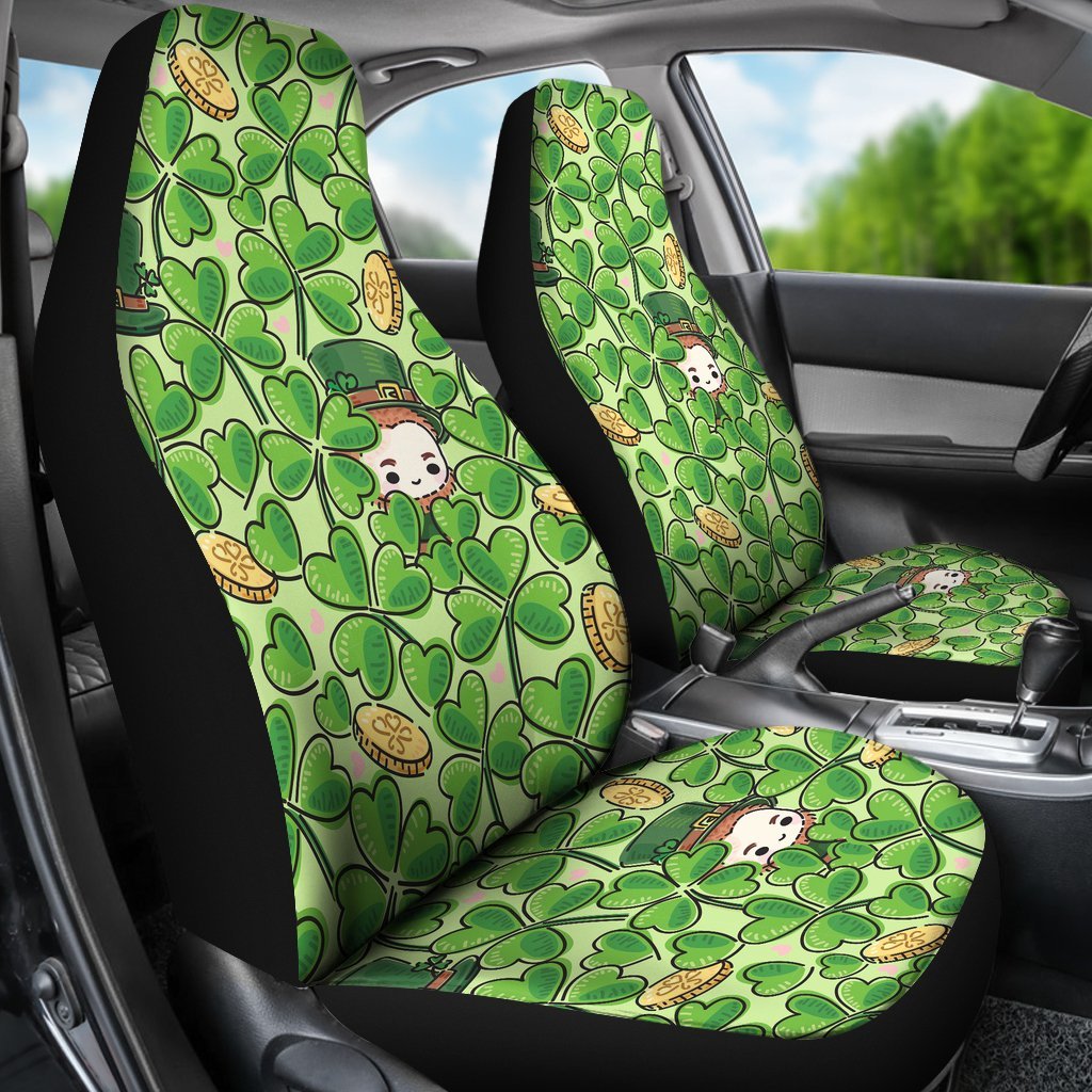 St Patrick's Day Shamrock Pattern Print Universal Fit Car Seat Covers-grizzshop