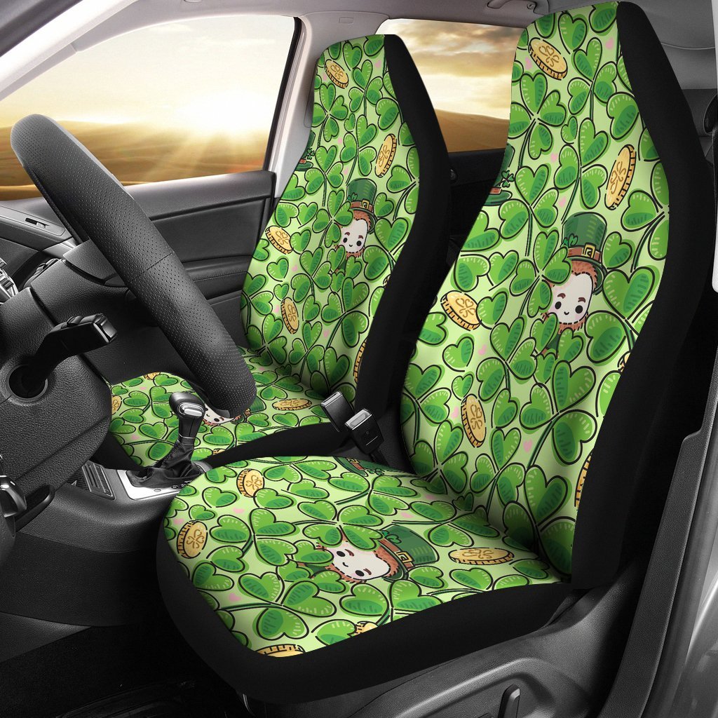 St Patrick's Day Shamrock Pattern Print Universal Fit Car Seat Covers-grizzshop