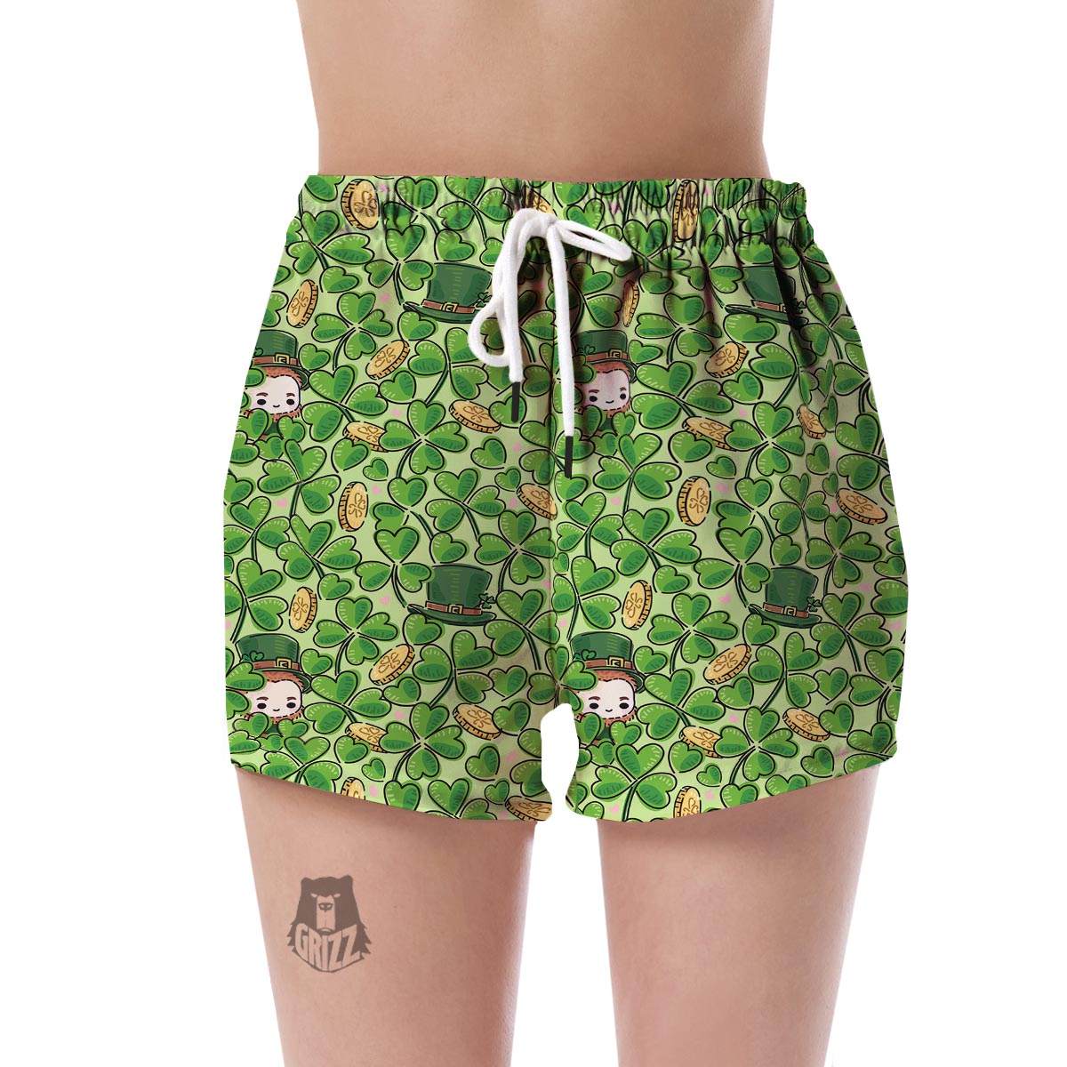 St Patrick's Day Shamrock Pattern Print Women's Shorts-grizzshop