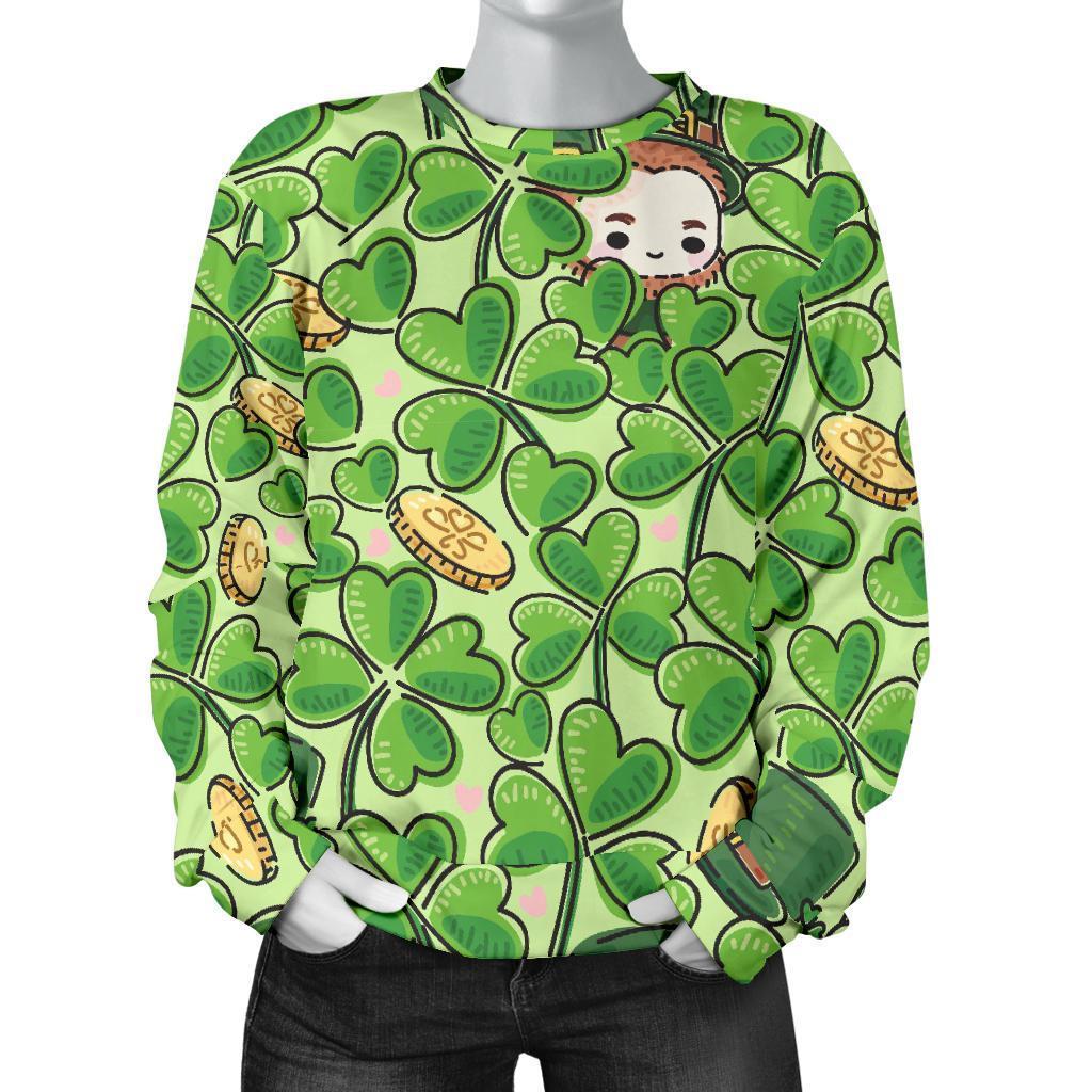 St Patrick's Day Shamrock Pattern Print Women's Sweatshirt-grizzshop