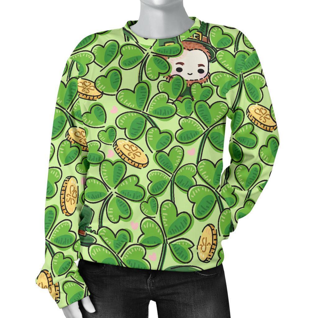 St Patrick's Day Shamrock Pattern Print Women's Sweatshirt-grizzshop