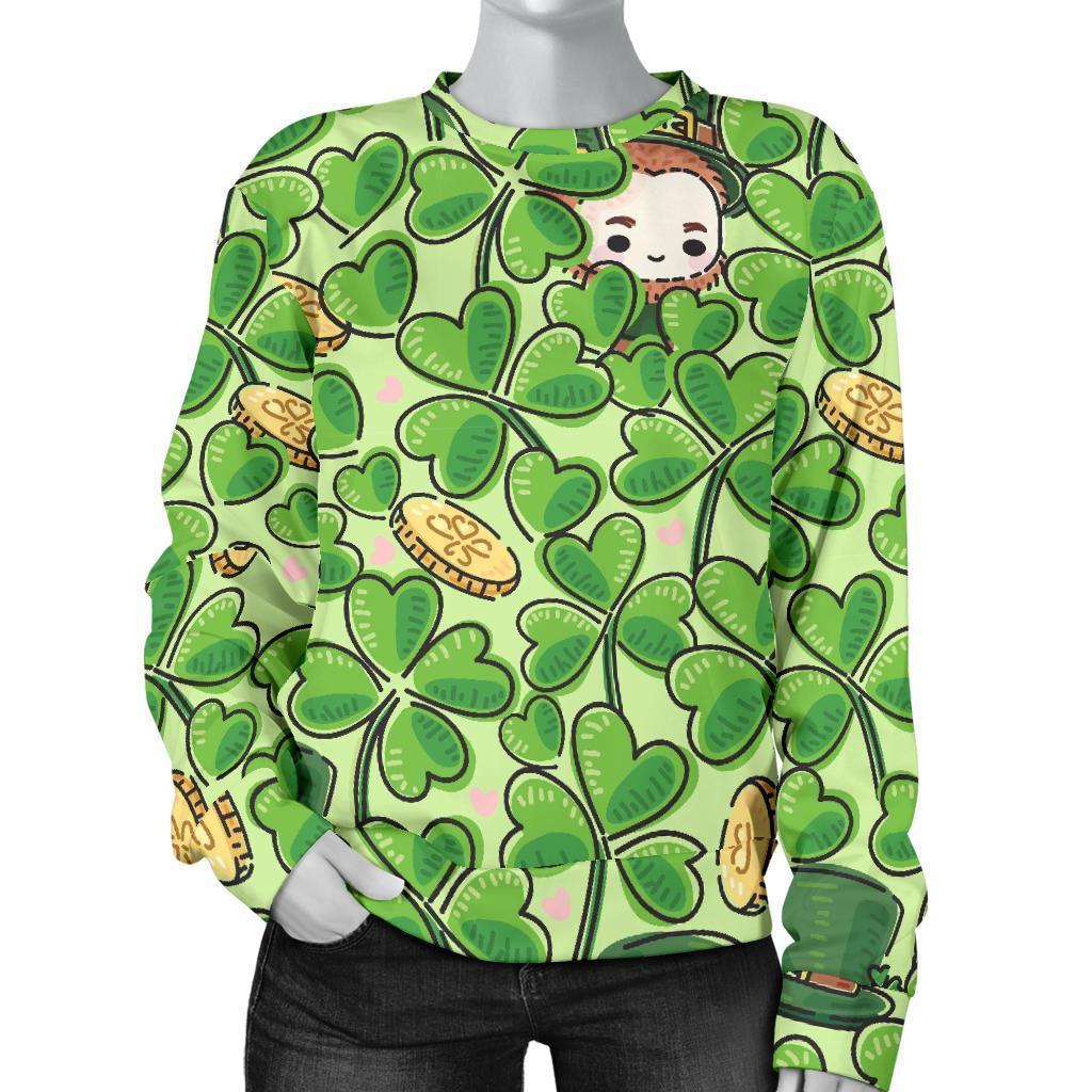 St Patrick's Day Shamrock Pattern Print Women's Sweatshirt-grizzshop