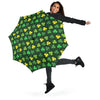 St Patrick's Day Shamrock Print Pattern Automatic Foldable Umbrella-grizzshop