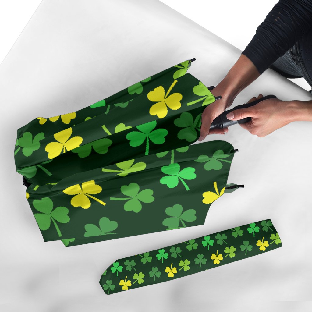 St Patrick's Day Shamrock Print Pattern Automatic Foldable Umbrella-grizzshop