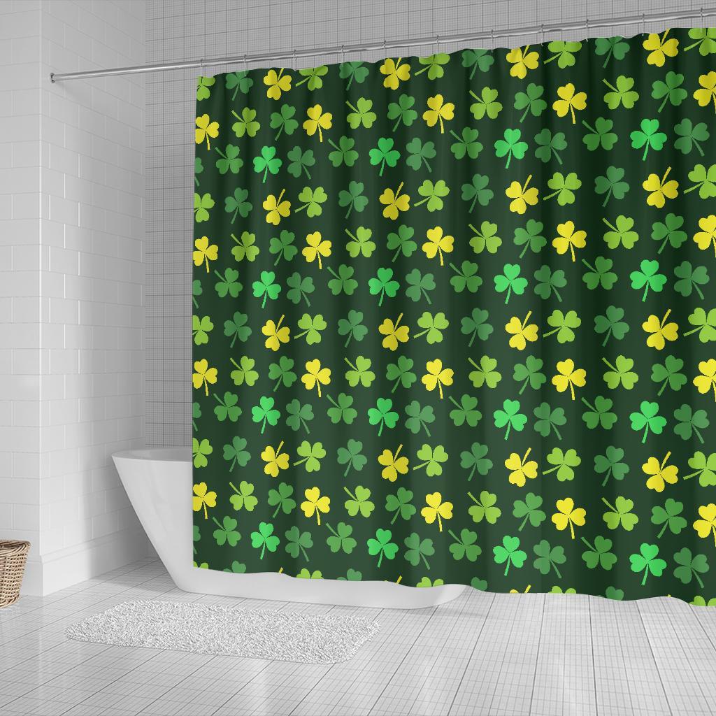 St Patrick's Day Shamrock Print Pattern Bathroom Shower Curtain-grizzshop