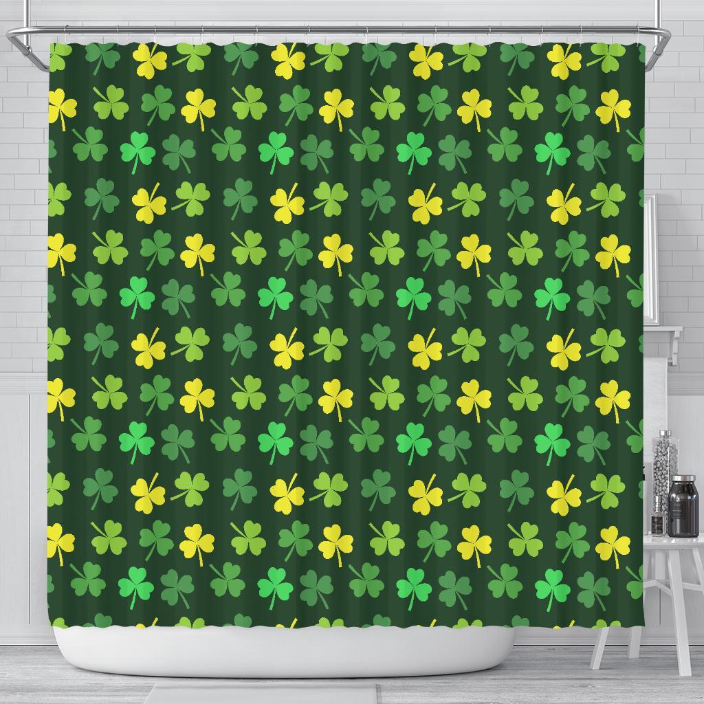 St Patrick's Day Shamrock Print Pattern Bathroom Shower Curtain-grizzshop