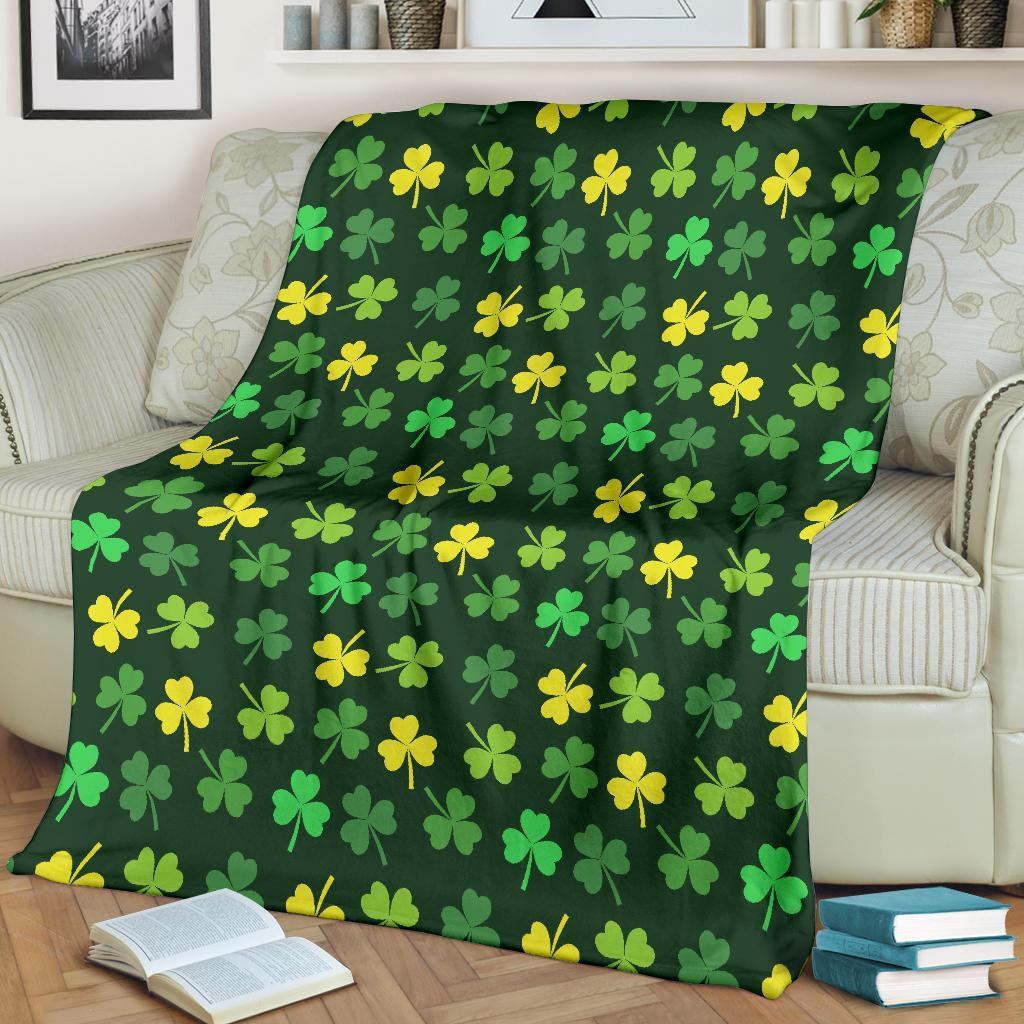 St Patrick's Day Shamrock Print Pattern Blanket-grizzshop