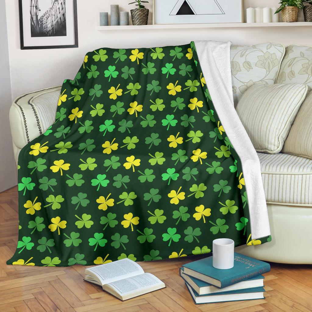 St Patrick's Day Shamrock Print Pattern Blanket-grizzshop