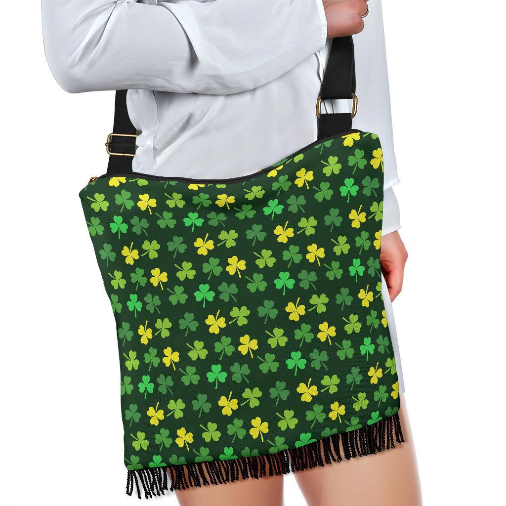 St Patrick's Day Shamrock Print Pattern Crossbody bags-grizzshop