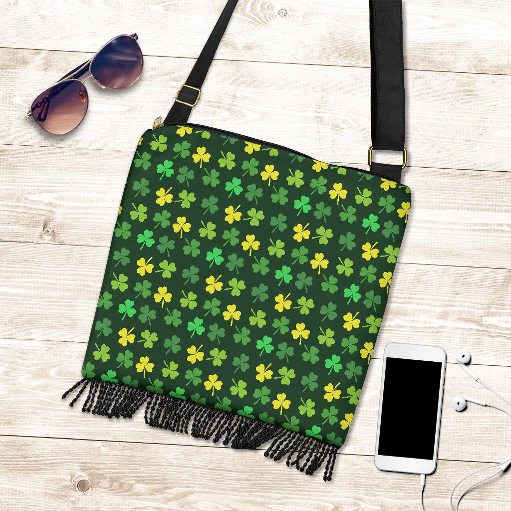 St Patrick's Day Shamrock Print Pattern Crossbody bags-grizzshop