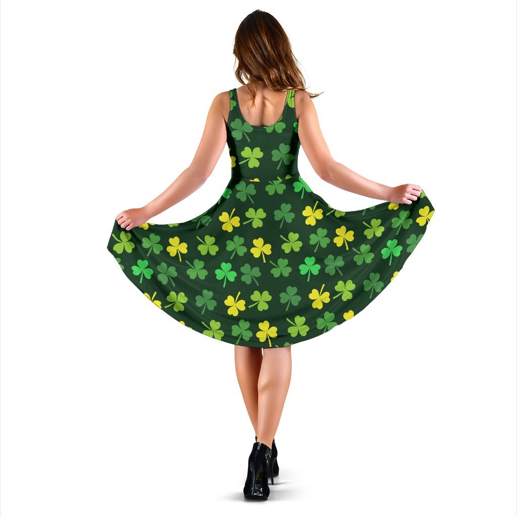 St Patrick's Day Shamrock Print Pattern Dress-grizzshop