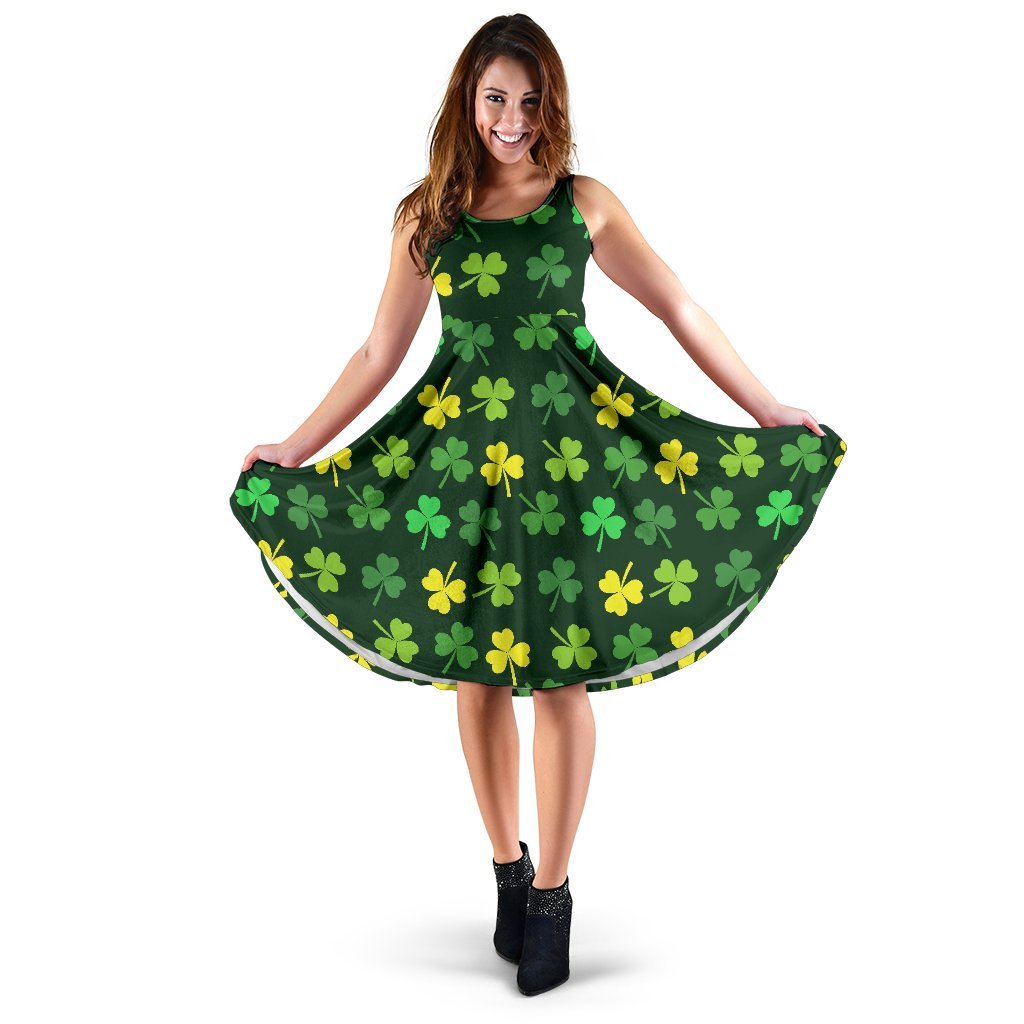 St Patrick's Day Shamrock Print Pattern Dress-grizzshop