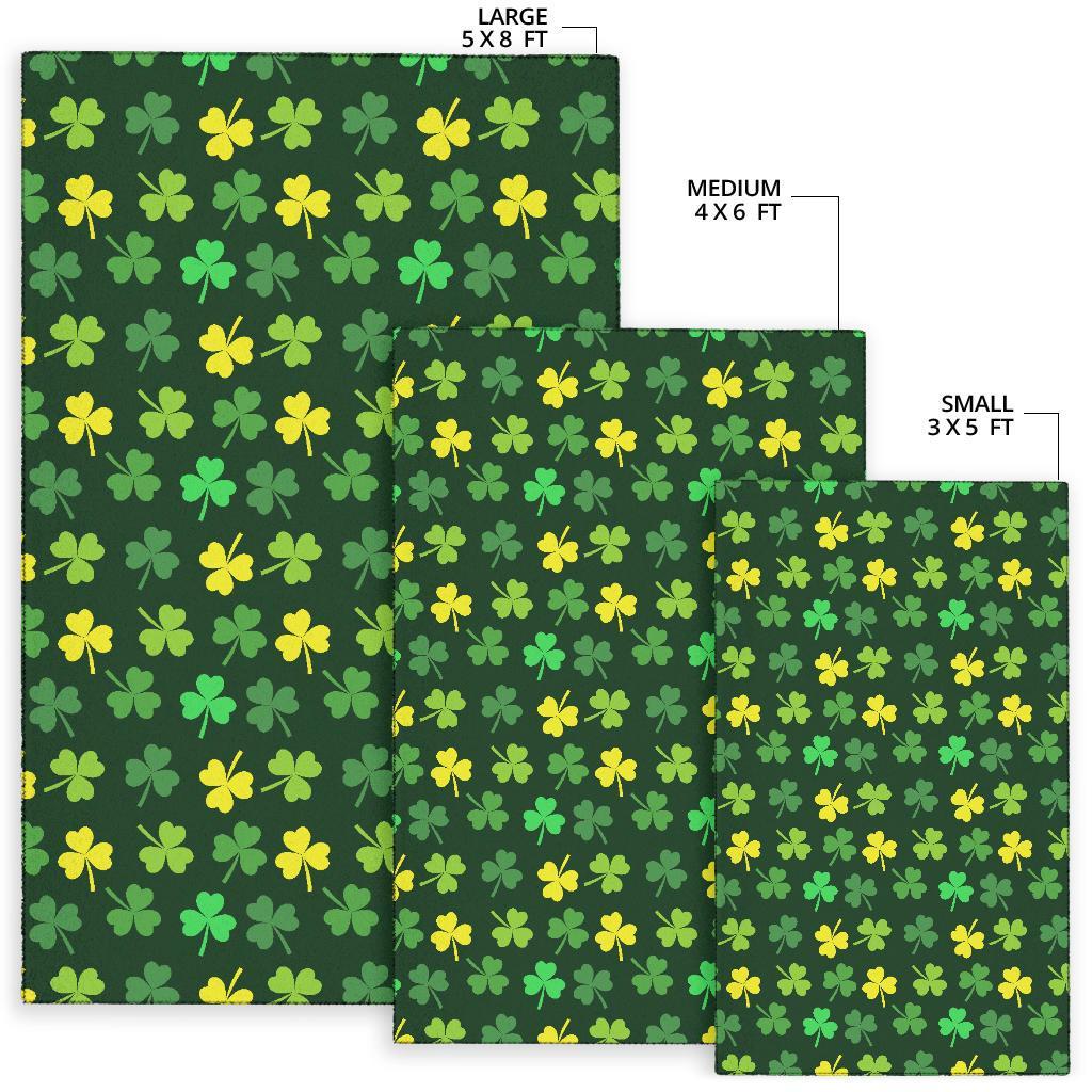 St Patrick's Day Shamrock Print Pattern Floor Mat-grizzshop