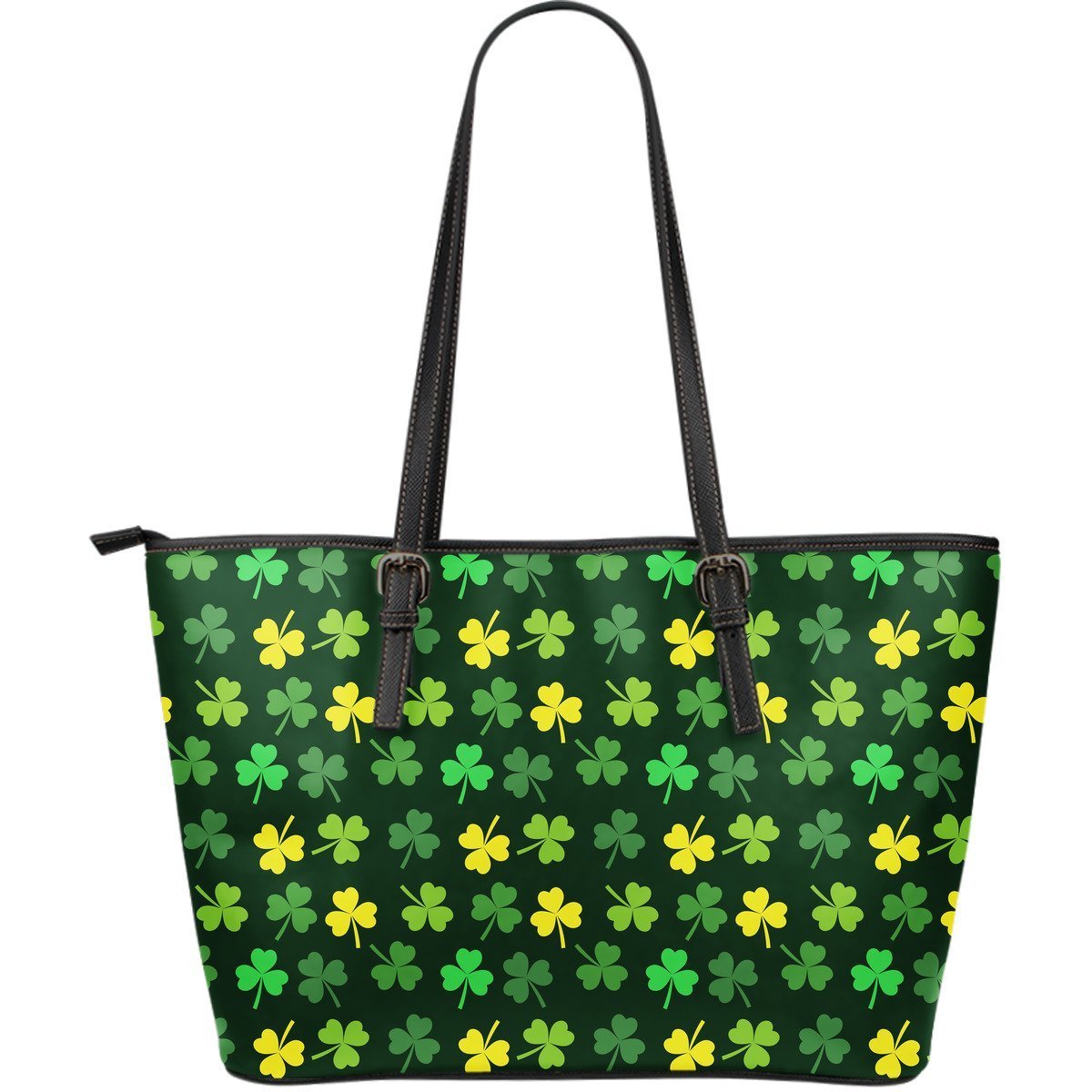 St Patrick's Day Shamrock Print Pattern Leather Tote Bag-grizzshop