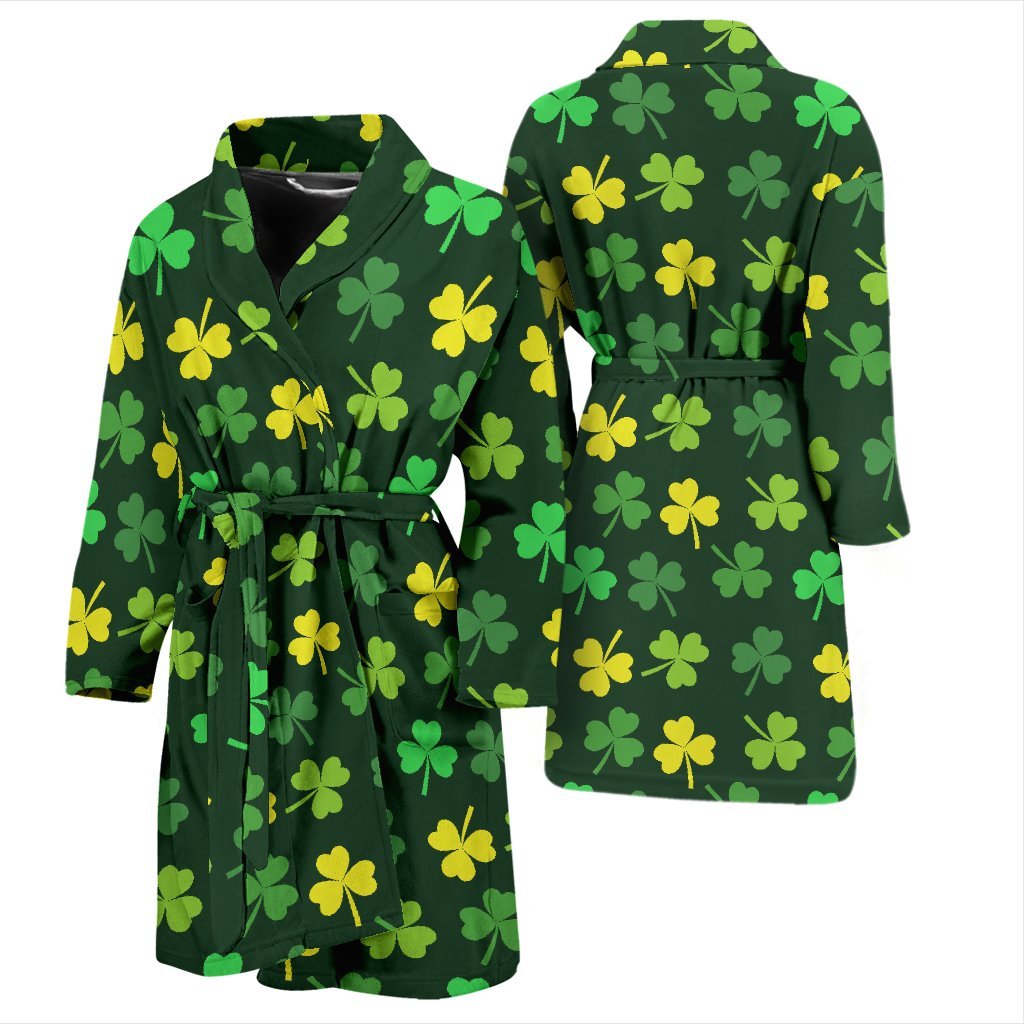 St Patrick's Day Shamrock Print Pattern Men Long Robe-grizzshop