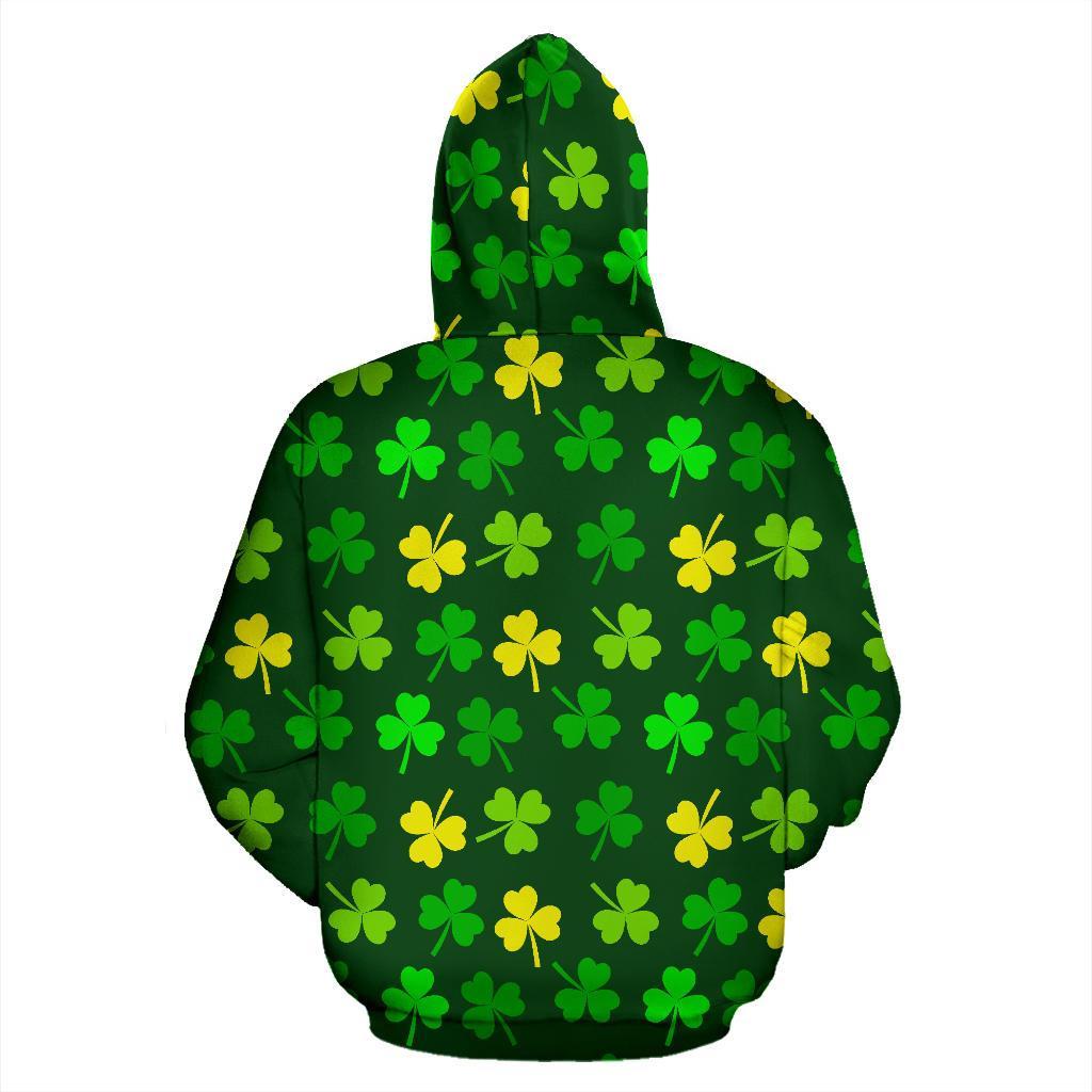 St Patrick's Day Shamrock Print Pattern Men Women Pullover Hoodie-grizzshop