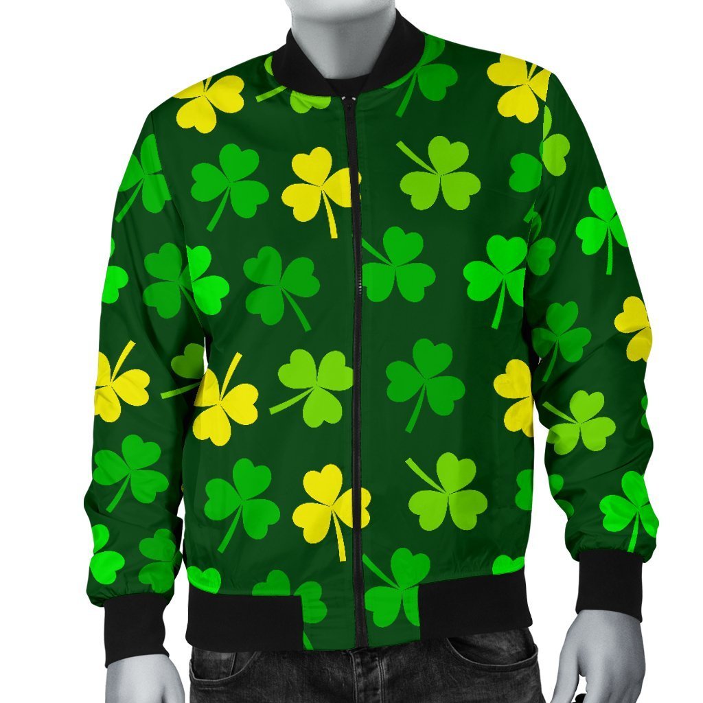 St Patrick's Day Shamrock Print Pattern Men's Bomber Jacket-grizzshop