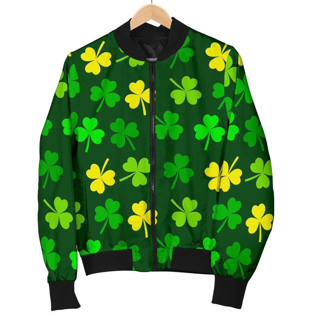 St Patrick's Day Shamrock Print Pattern Men's Bomber Jacket-grizzshop