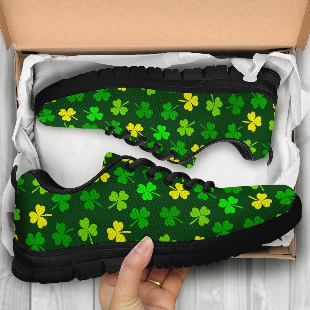 St Patrick's Day Shamrock Print Pattern Sneaker Shoes For Men Women-grizzshop