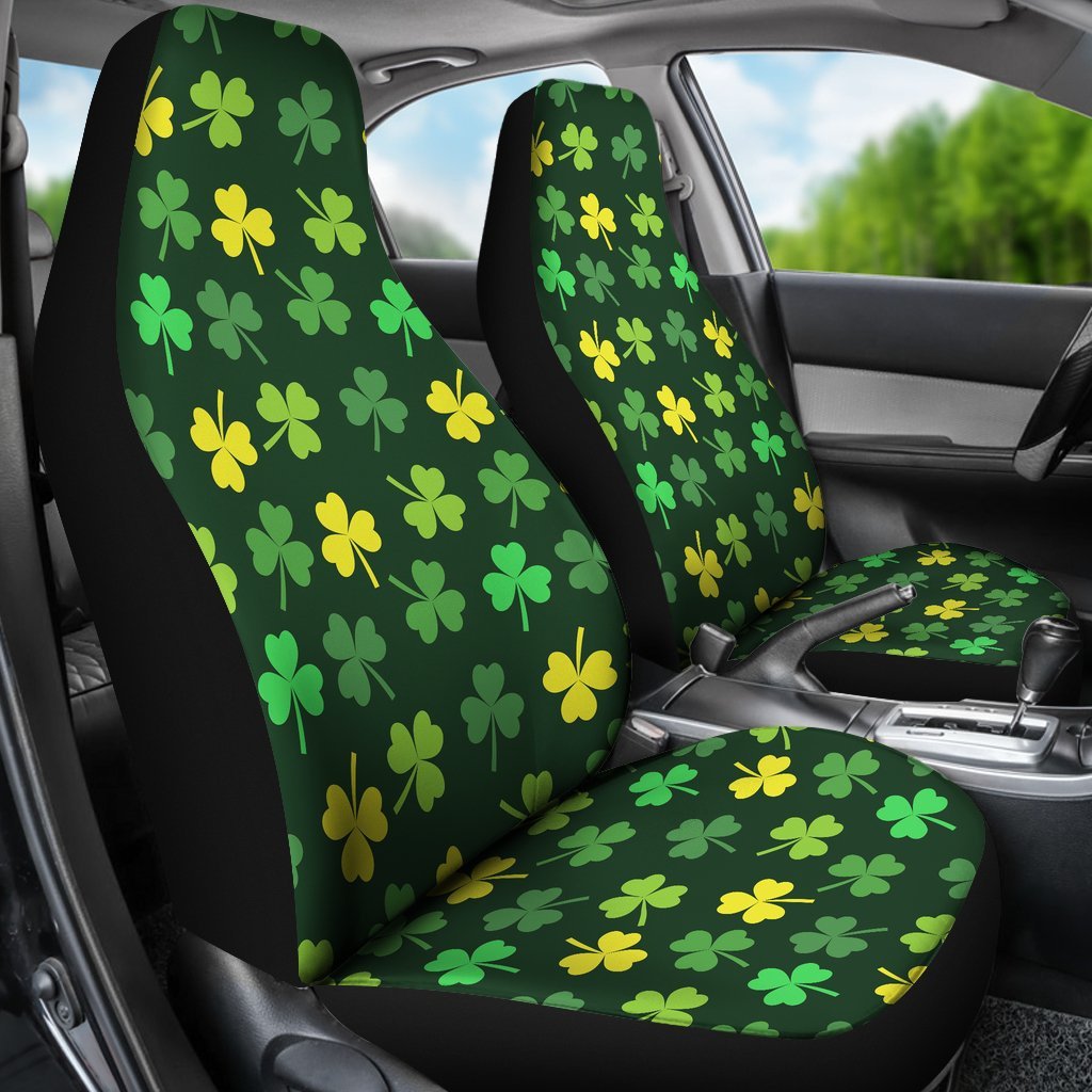 St Patrick's Day Shamrock Print Pattern Universal Fit Car Seat Covers-grizzshop