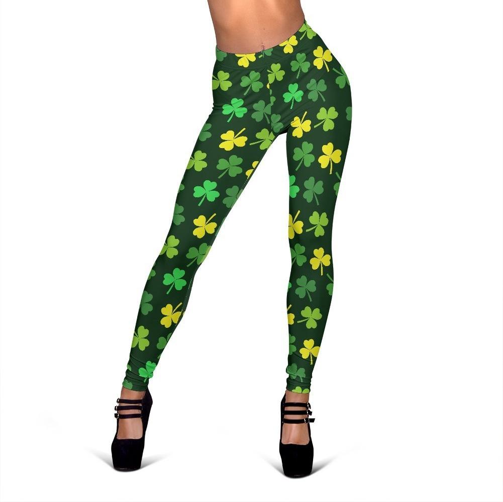 St Patrick's Day Shamrock Print Pattern Women Leggings-grizzshop