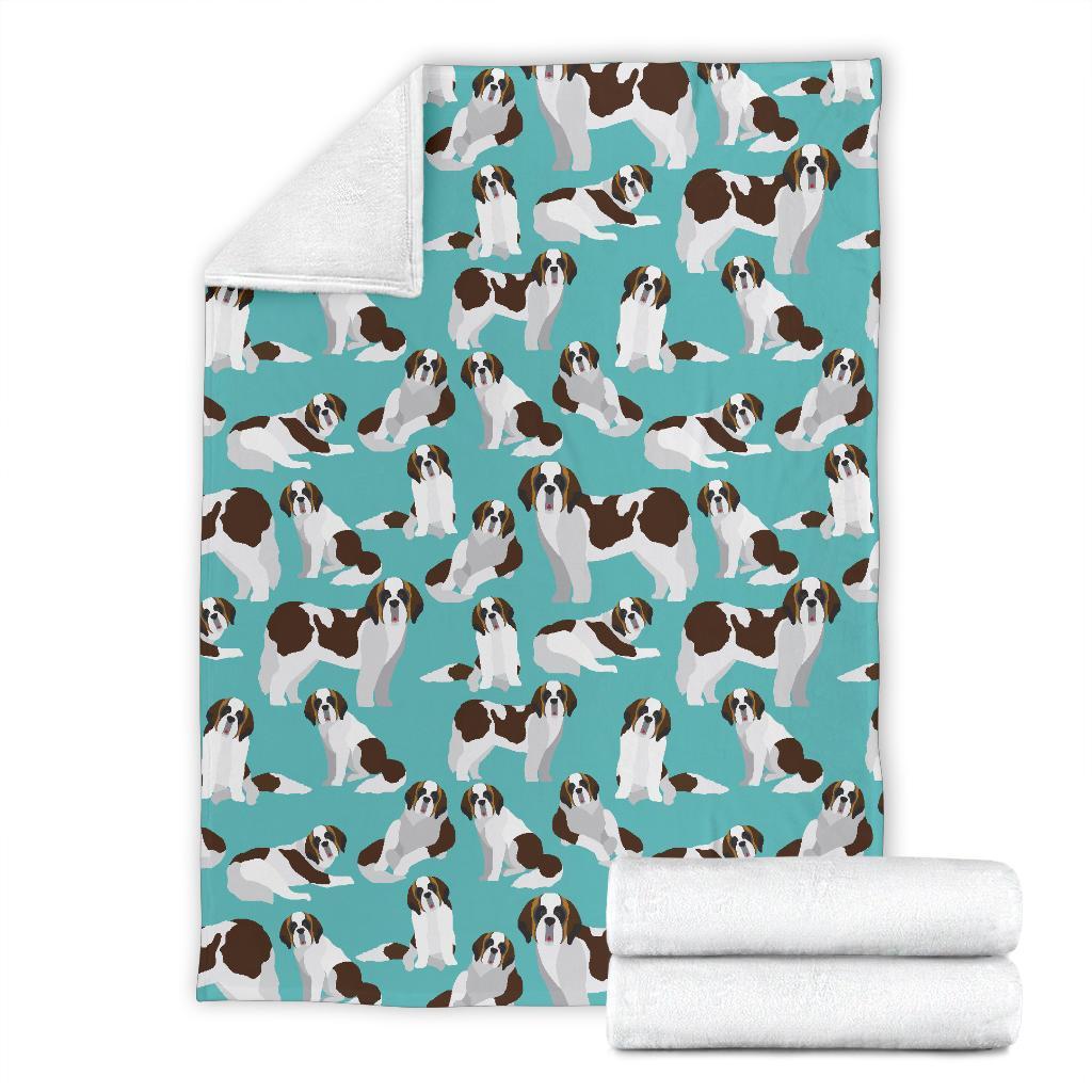 St Bernard Blue Pattern Print Blanket-grizzshop