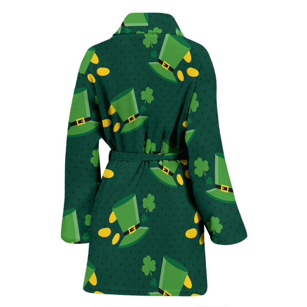 St Patrick's Day Leprechaun Print Pattern Women Long Robe-grizzshop