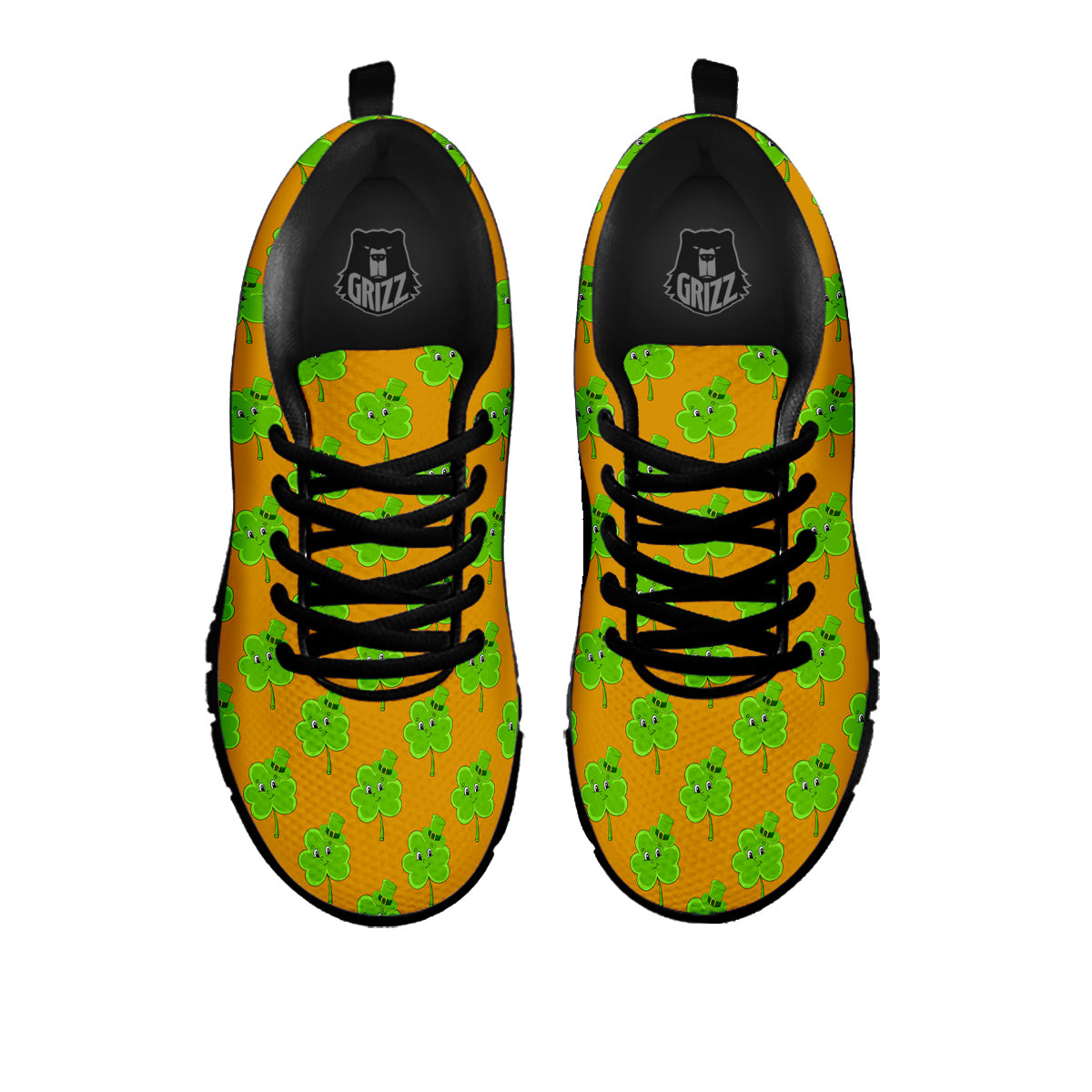 St. Patrick's Day Cute Clover Print Black Sneaker-grizzshop