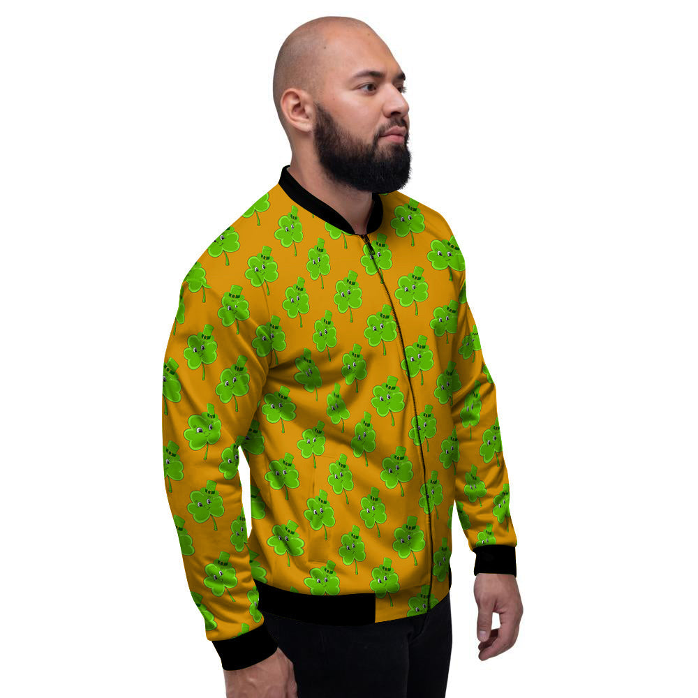 St. Patrick's Day Cute Clover Print Men's Bomber Jacket-grizzshop