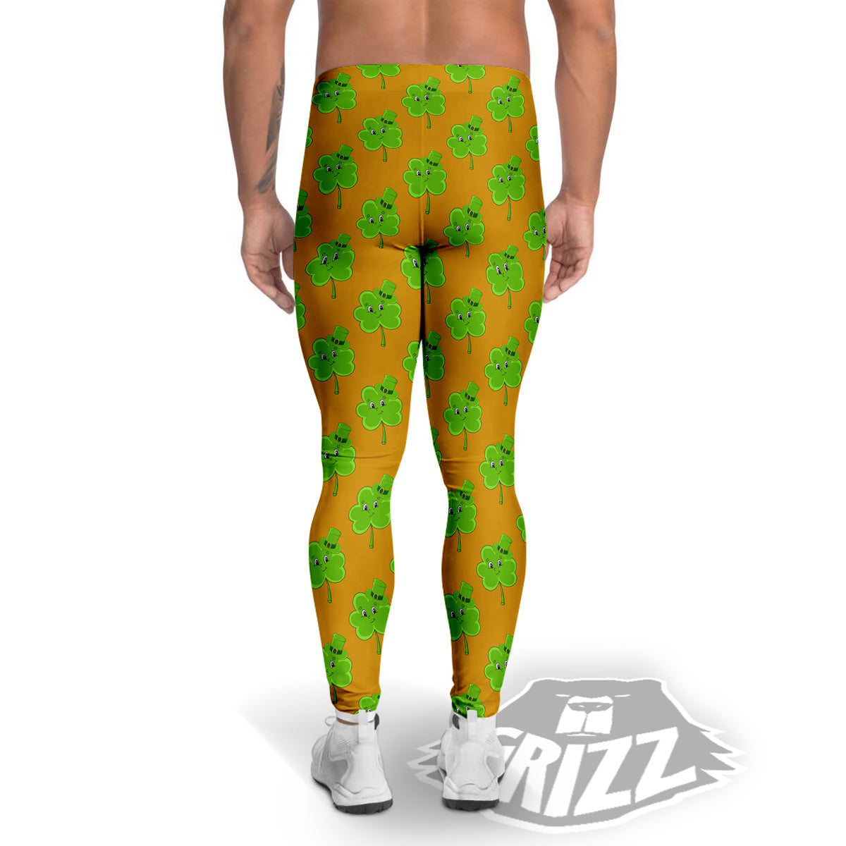 St. Patrick's Day Cute Clover Print Men's Leggings-grizzshop