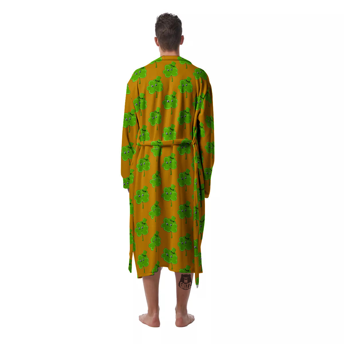 St. Patrick's Day Cute Clover Print Men's Robe-grizzshop