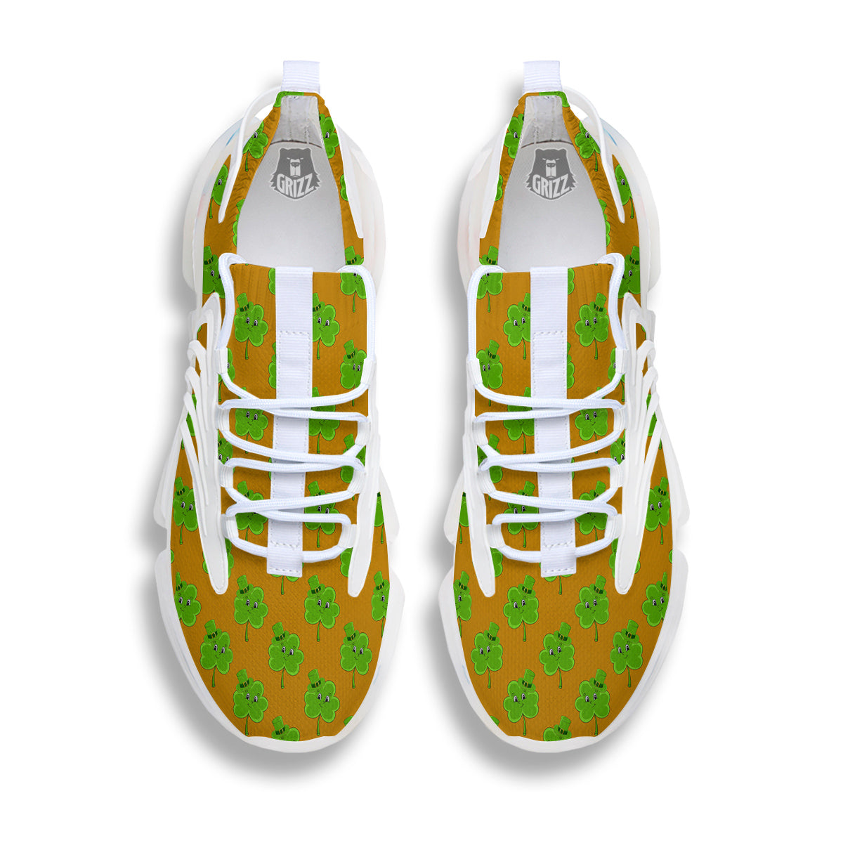 St. Patrick's Day Cute Clover Print White Gym Shoes-grizzshop