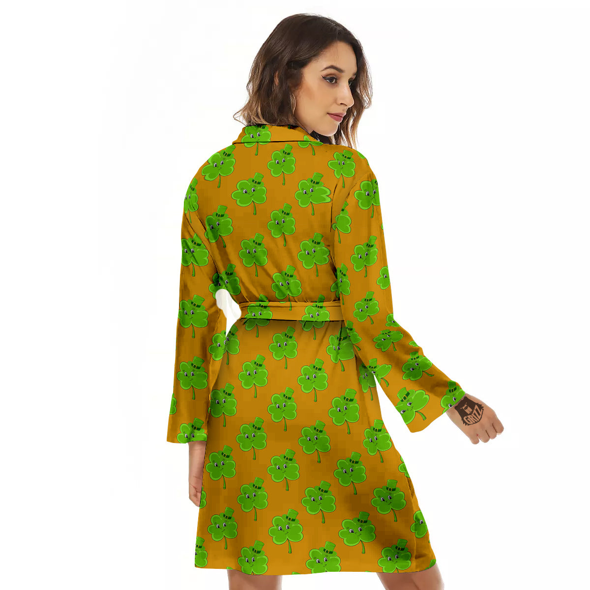 St. Patrick's Day Cute Clover Print Women's Robe-grizzshop