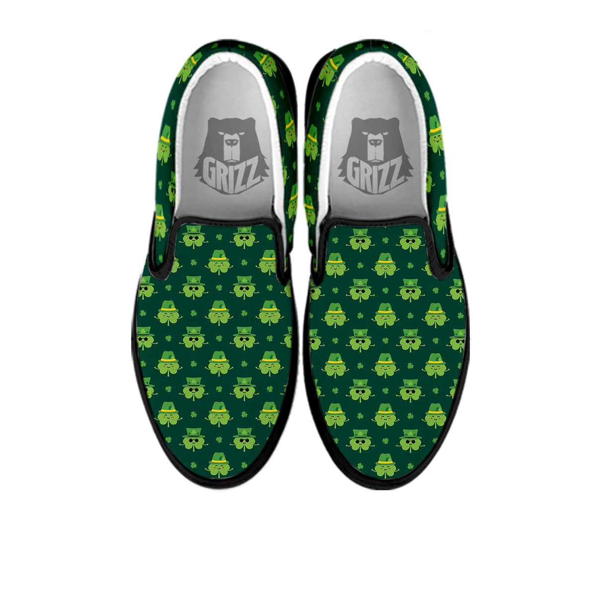 St. Patrick's Day Cute Print Pattern Black Slip On Shoes-grizzshop