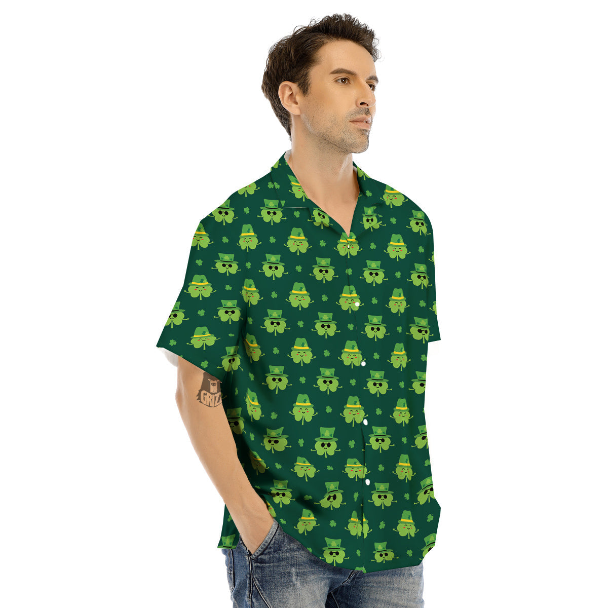 St. Patrick's Day Cute Print Pattern Men's Hawaiian Shirt-grizzshop