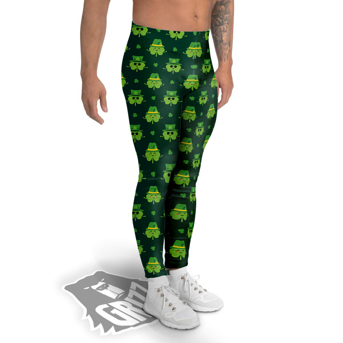 St. Patrick's Day Cute Print Pattern Men's Leggings-grizzshop