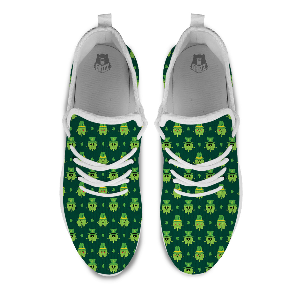 St. Patrick's Day Cute Print Pattern White Athletic Shoes-grizzshop