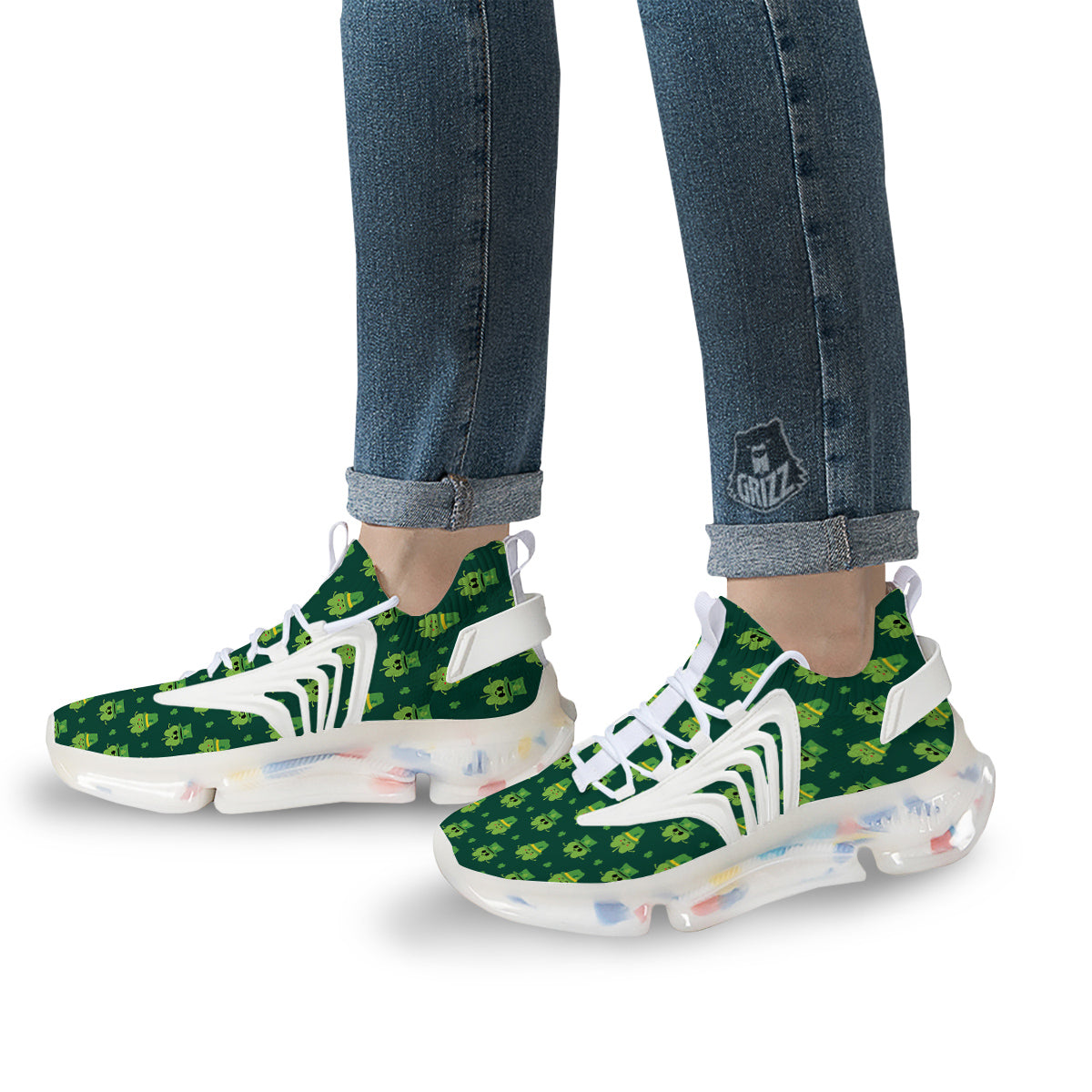 St. Patrick's Day Cute Print Pattern White Gym Shoes-grizzshop